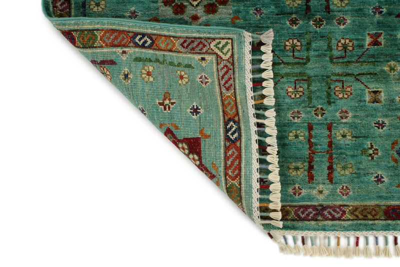 3x5 Blue and Multicolor Anatolian Tribal Rug