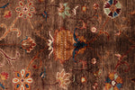 4x5 Brown and Multicolor Turkish Tribal Rug