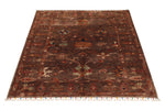 4x5 Brown and Multicolor Turkish Tribal Rug