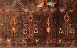 4x5 Brown and Multicolor Turkish Tribal Rug