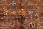 4x5 Brown and Multicolor Turkish Tribal Rug