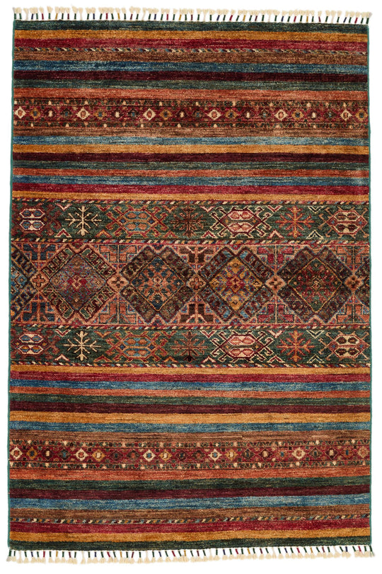 4x5 Multicolor and Multicolor Tribal Rug