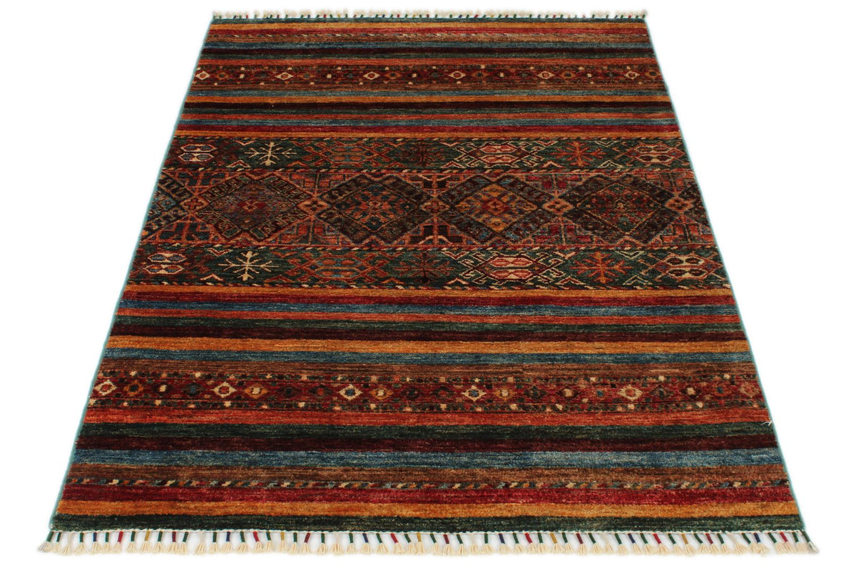 4x5 Multicolor and Multicolor Tribal Rug