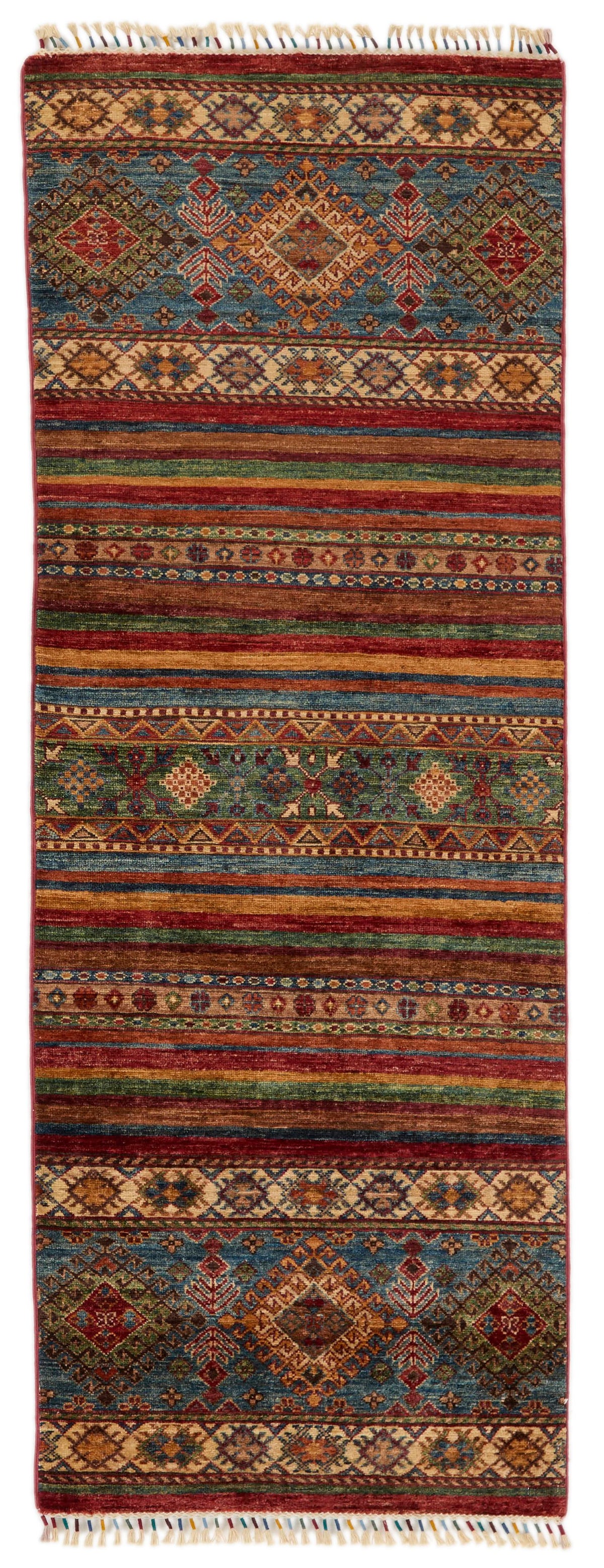 3x7 Brown and Multicolor Tribal Runner