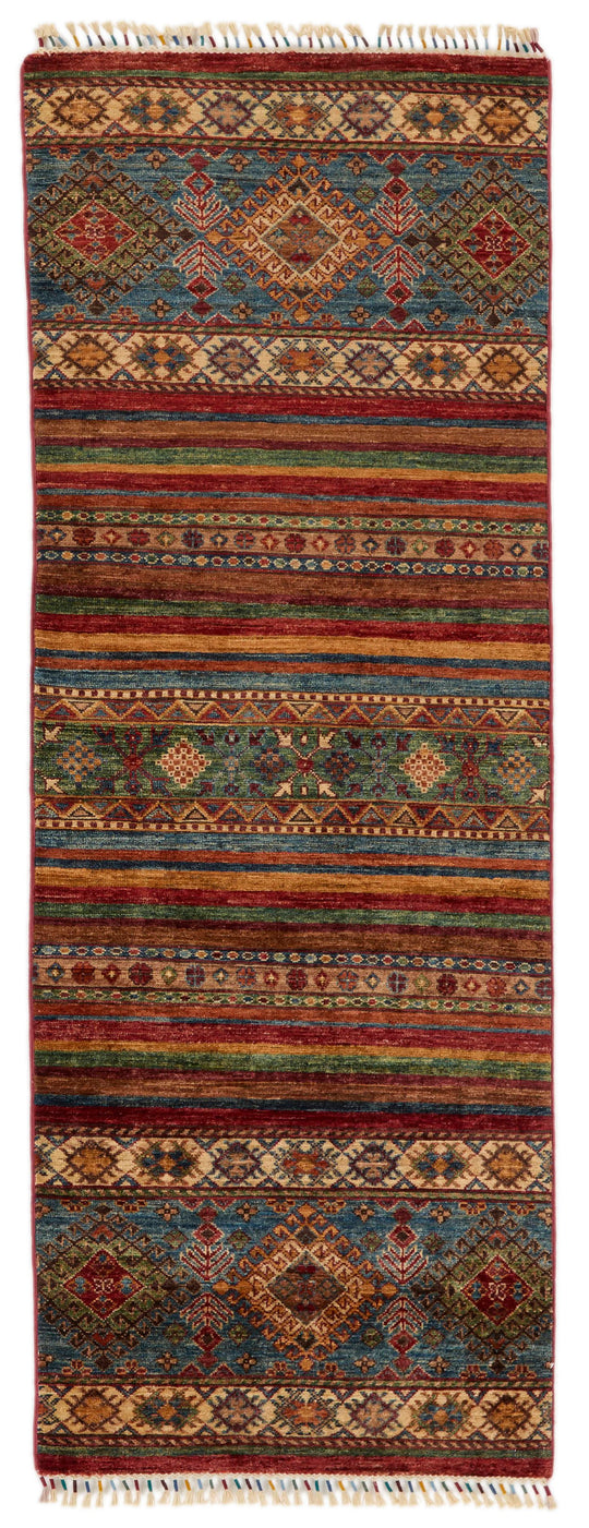 3x7 Brown and Multicolor Tribal Runner