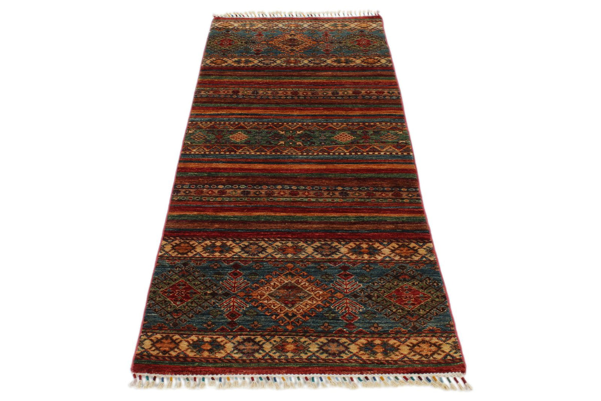 3x7 Brown and Multicolor Tribal Runner