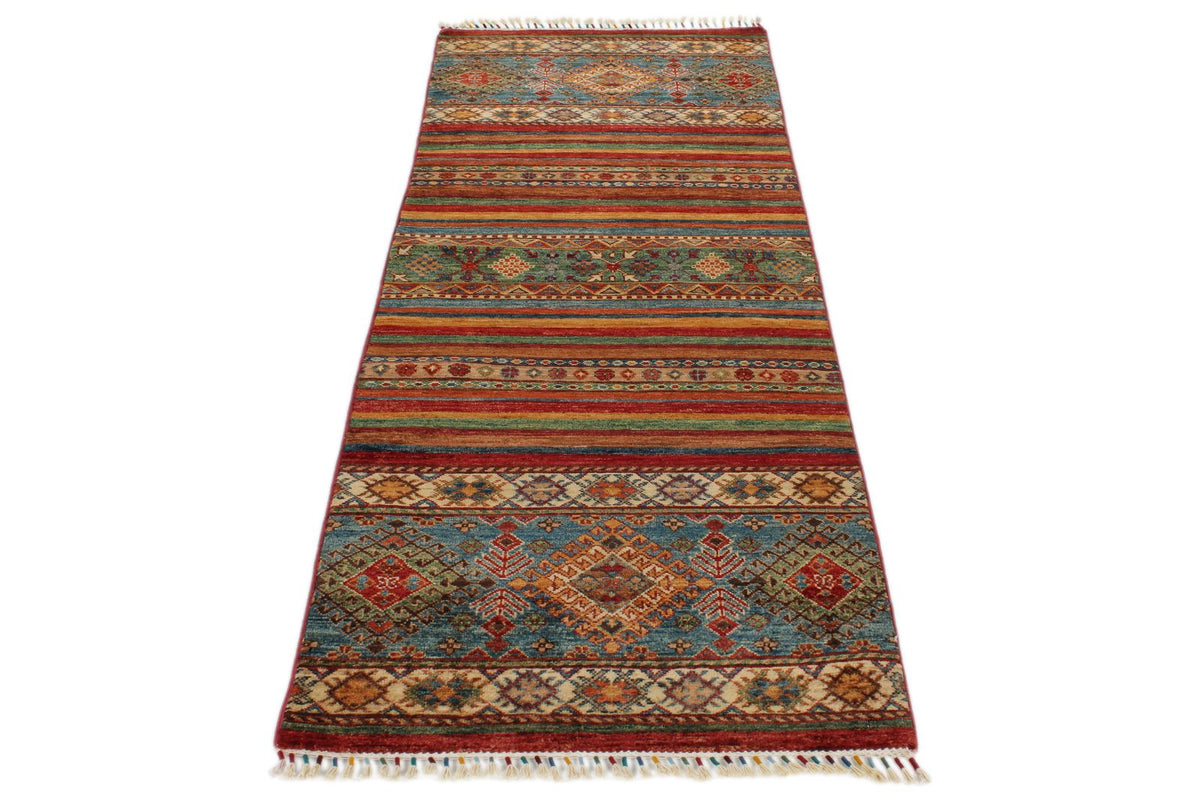 3x7 Brown and Multicolor Tribal Runner