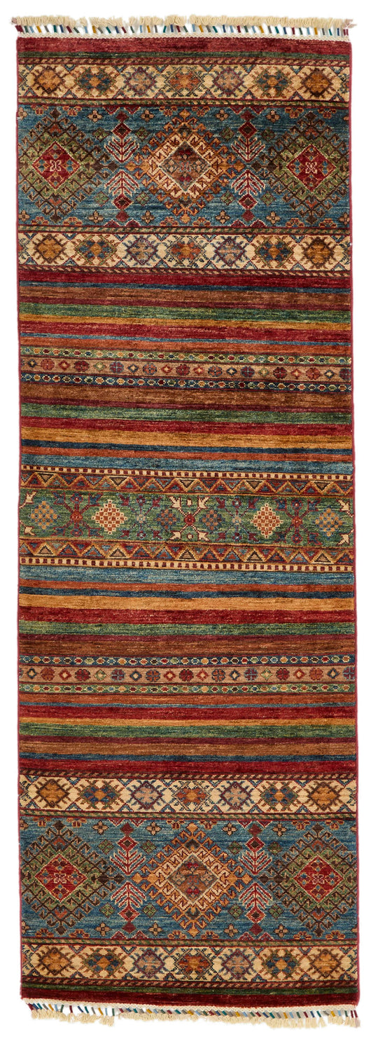 2x7 Red and Multicolor Tribal Runner