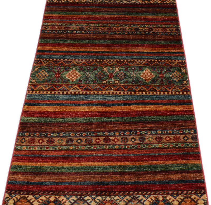 2x7 Red and Multicolor Tribal Runner