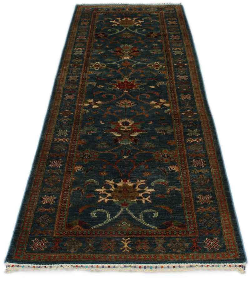 3x9 Navy and Multicolor Turkish Tribal Runner