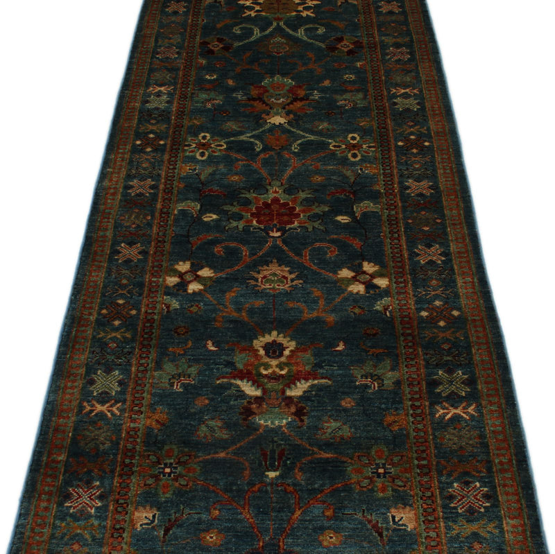 3x9 Navy and Multicolor Turkish Tribal Runner