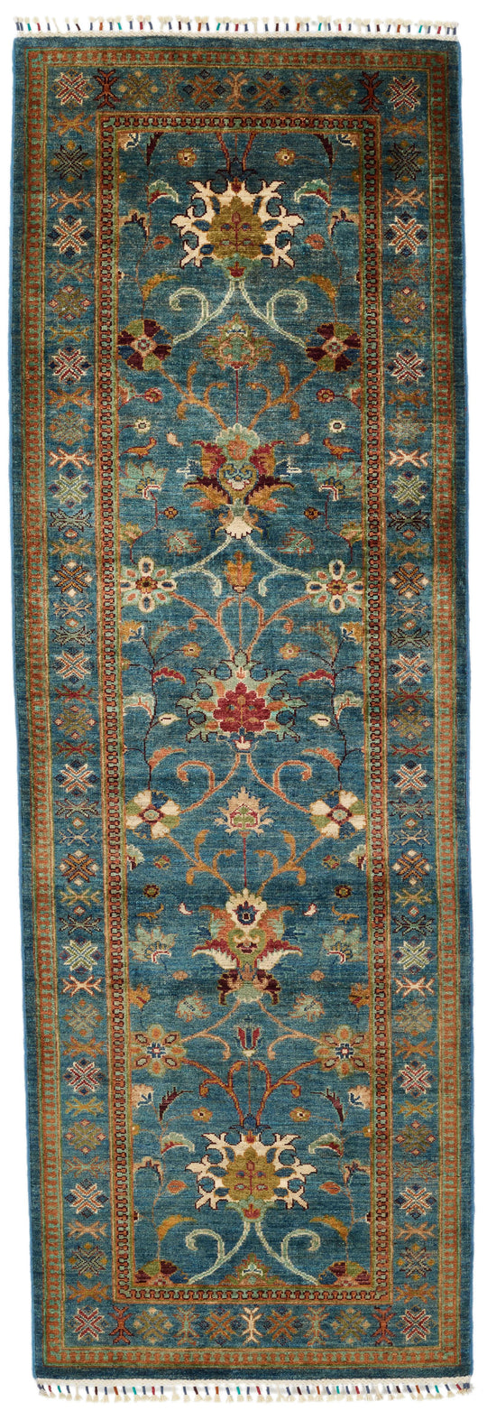 3x9 Blue and Multicolor Turkish Tribal Runner