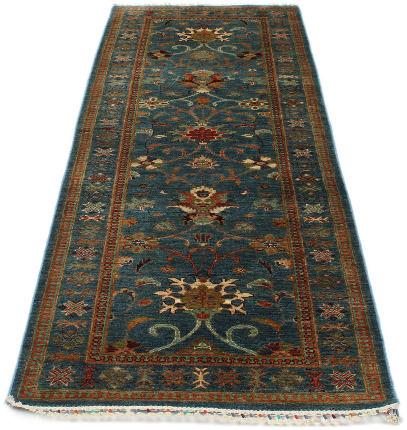 3x9 Blue and Multicolor Turkish Tribal Runner