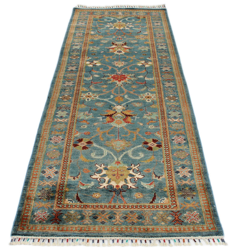 3x9 Blue and Multicolor Turkish Tribal Runner