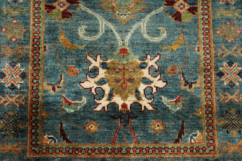 3x9 Blue and Multicolor Turkish Tribal Runner