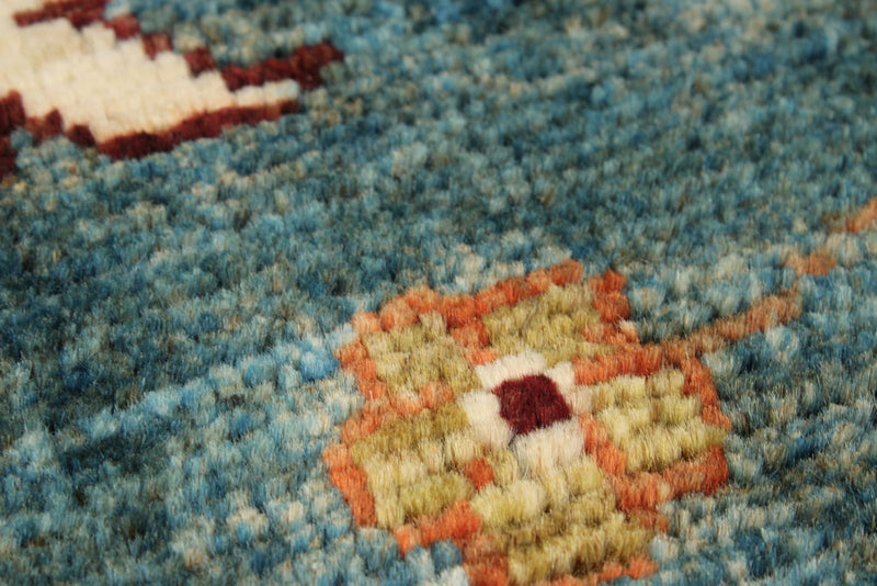 3x9 Blue and Multicolor Turkish Tribal Runner