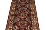 3x7 Red and Ivory Kazak Tribal Runner