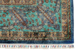 7x10 Blue and Turquoıse Turkish Tribal Rug