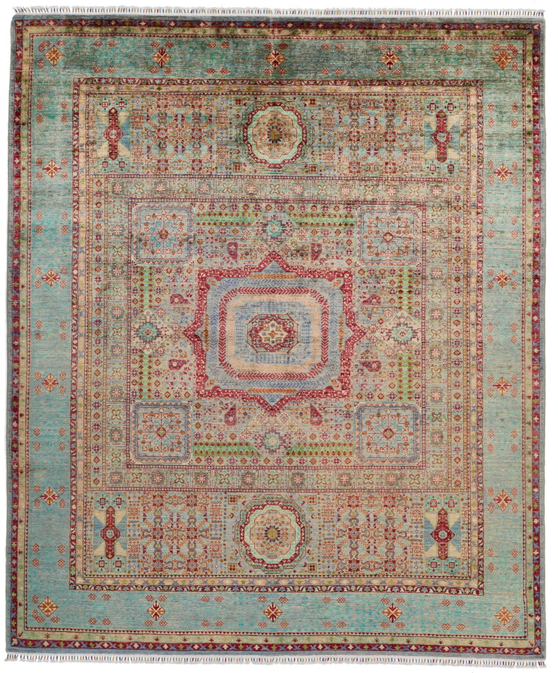 8x10 Multicolor and Red Turkish Tribal Rug