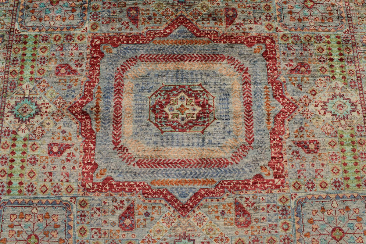 8x10 Multicolor and Red Turkish Tribal Rug