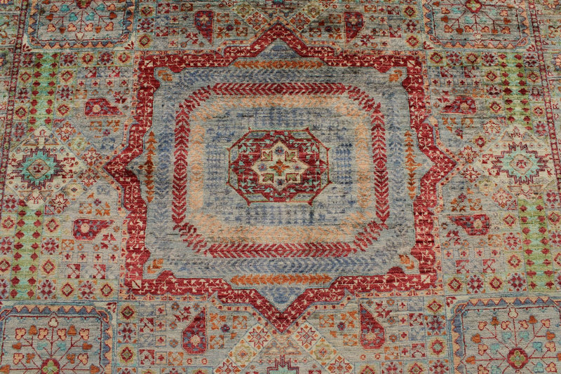 8x10 Multicolor and Red Turkish Tribal Rug