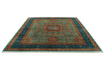 9x10 Green and Navy Turkish Tribal Rug