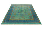 6x8 Turquoıse and Navy Turkish Tribal Rug