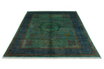 6x8 Turquoıse and Navy Turkish Tribal Rug