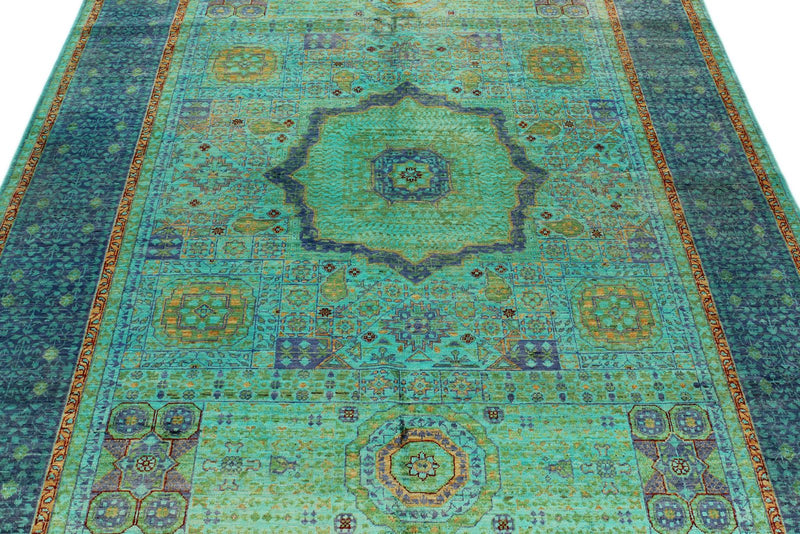 6x8 Turquoıse and Navy Turkish Tribal Rug