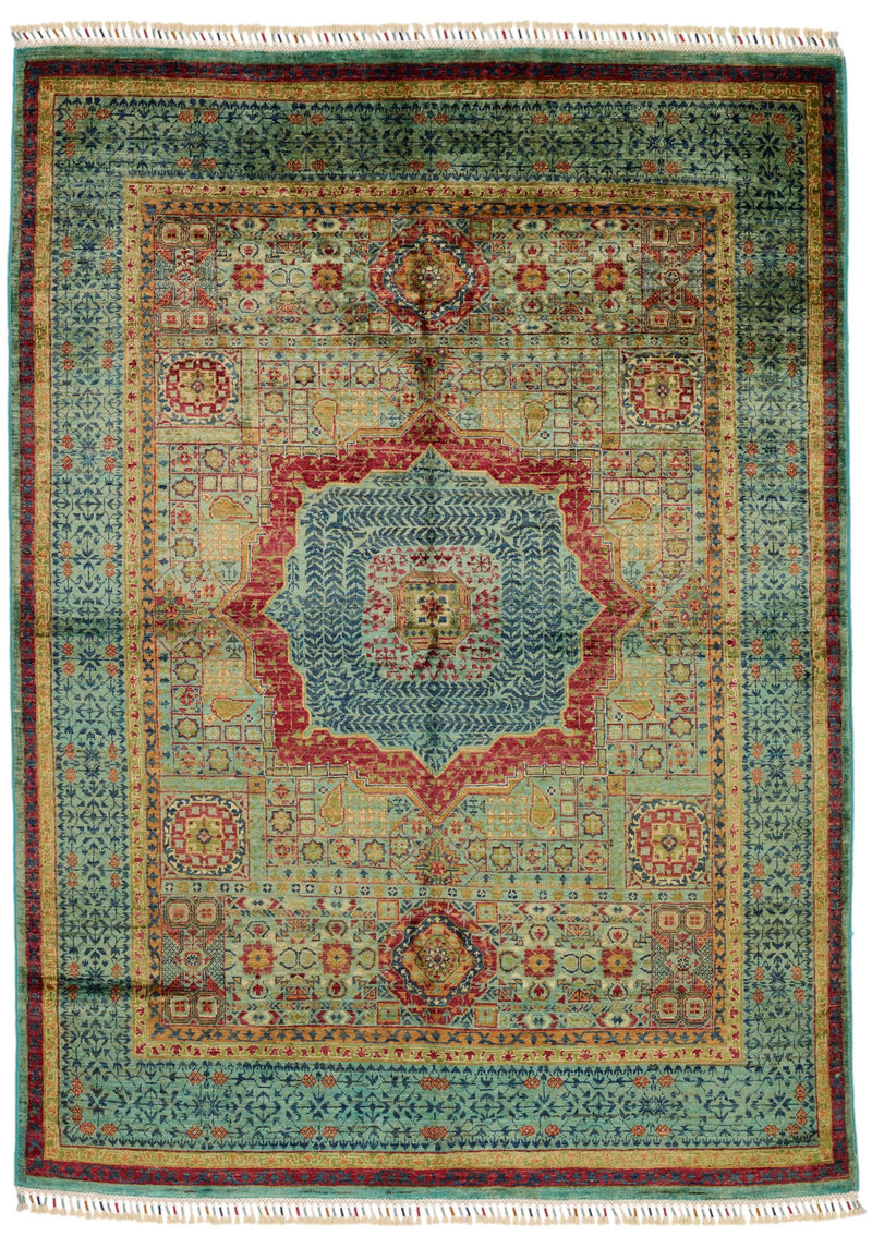 5x7 Multicolor and Turquoıse Turkish Tribal Rug