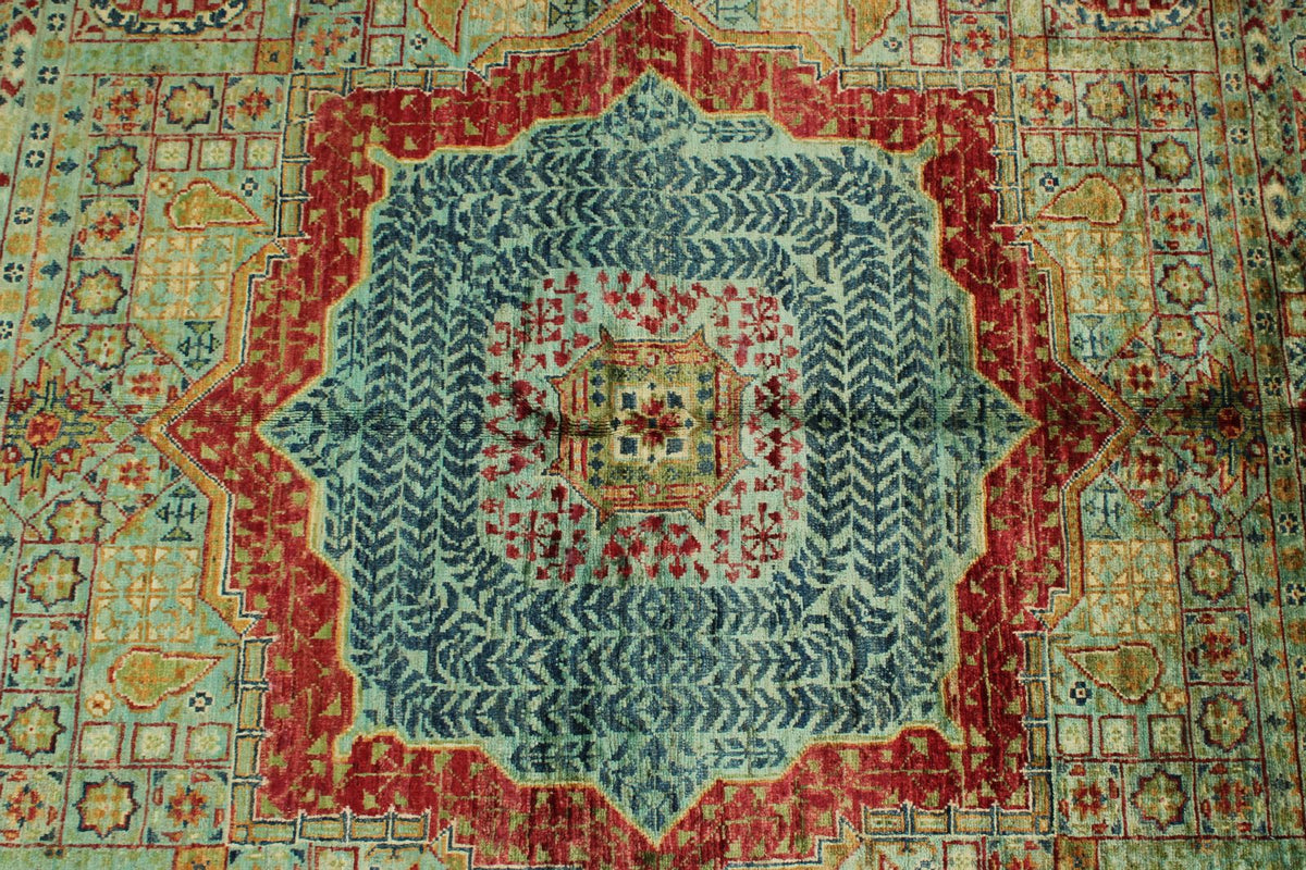 5x7 Multicolor and Turquoıse Turkish Tribal Rug