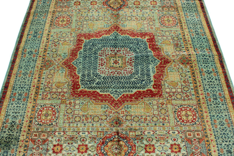 5x7 Multicolor and Turquoıse Turkish Tribal Rug