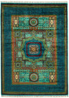 6x8 Green and Turquoıse Turkish Tribal Rug