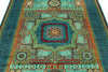 6x8 Green and Turquoıse Turkish Tribal Rug