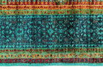 6x8 Green and Turquoıse Turkish Tribal Rug