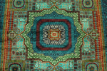 6x8 Green and Turquoıse Turkish Tribal Rug