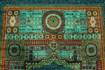 6x8 Green and Turquoıse Turkish Tribal Rug