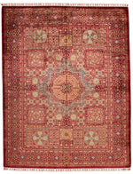 5x7 Burgundy and Multicolor Turkish Tribal Rug