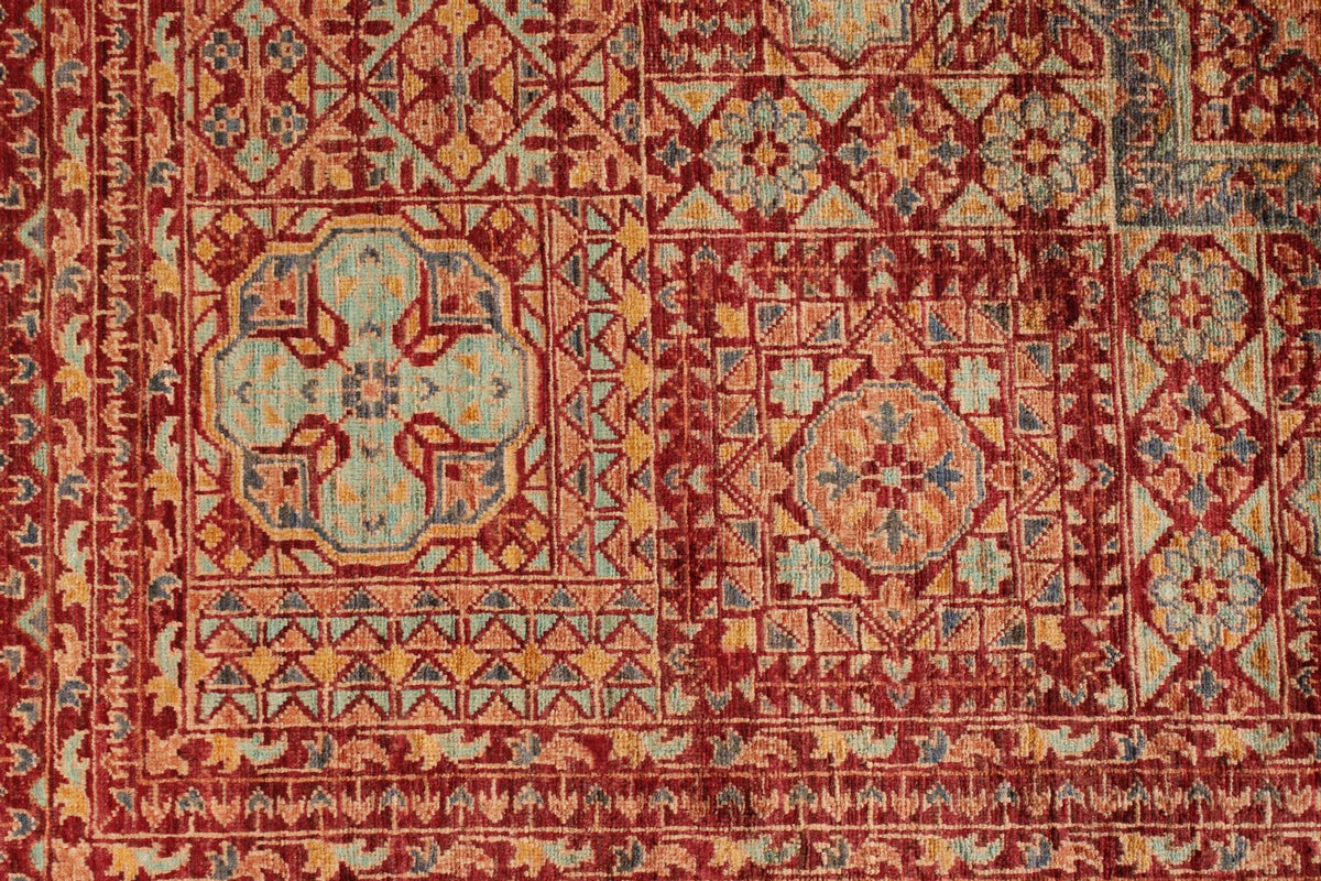 5x7 Burgundy and Multicolor Turkish Tribal Rug
