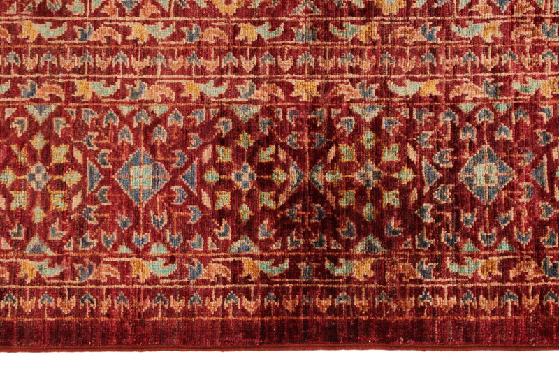 5x7 Burgundy and Multicolor Turkish Tribal Rug