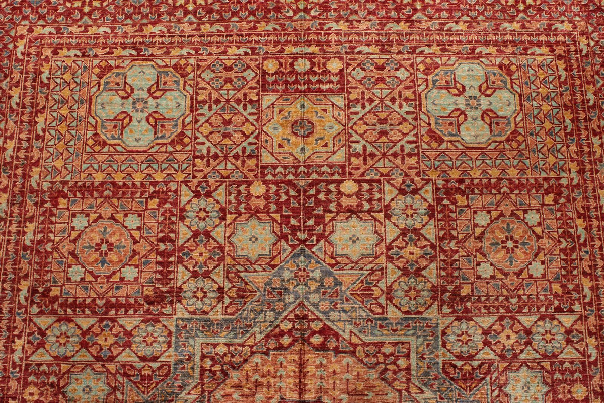 5x7 Burgundy and Multicolor Turkish Tribal Rug