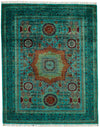 5x7 Blue and Turquoıse Turkish Tribal Rug