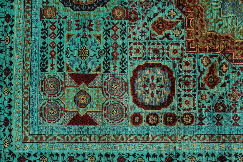 5x7 Blue and Turquoıse Turkish Tribal Rug