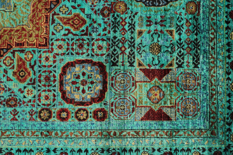 5x7 Blue and Turquoıse Turkish Tribal Rug