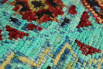 5x7 Blue and Turquoıse Turkish Tribal Rug