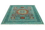 5x7 Blue and Turquoıse Turkish Tribal Rug