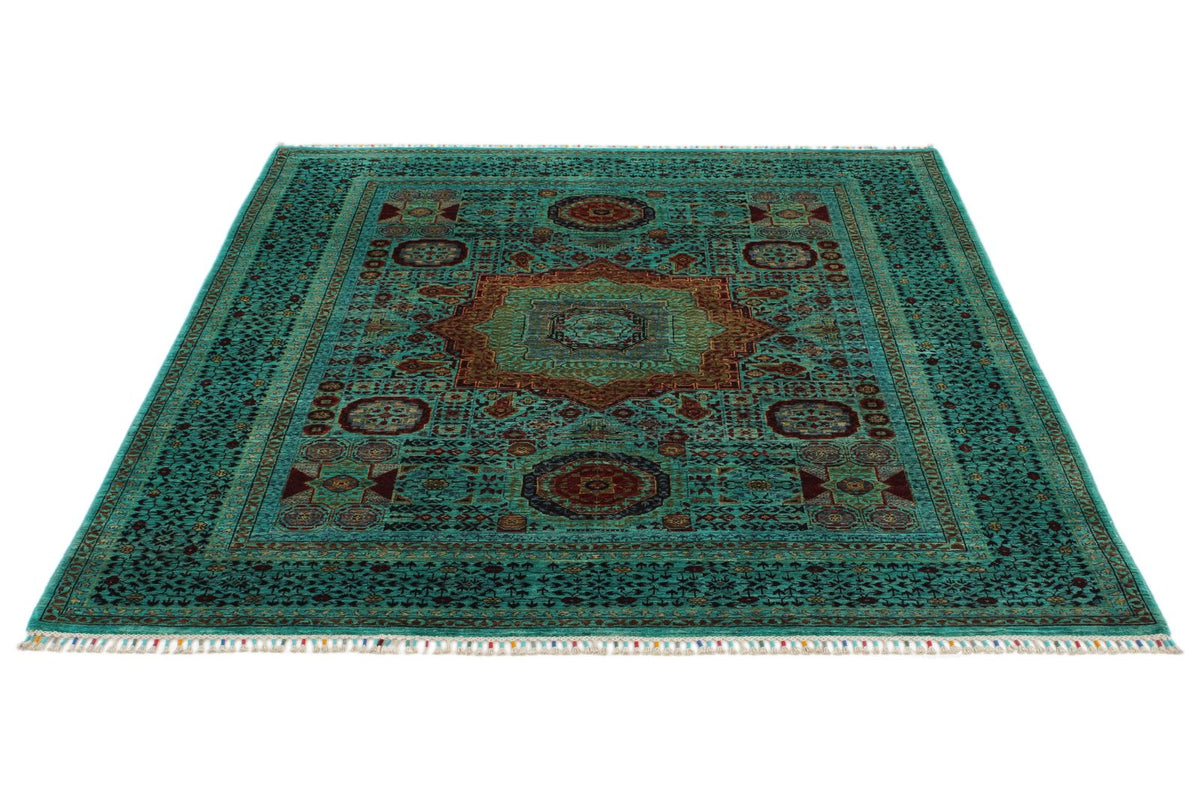 5x7 Blue and Turquoıse Turkish Tribal Rug