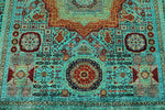 5x7 Blue and Turquoıse Turkish Tribal Rug