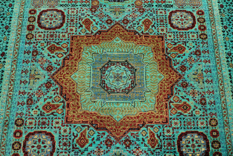 5x7 Blue and Turquoıse Turkish Tribal Rug