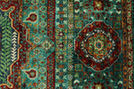 4x6 Green and Multicolor Turkish Tribal Rug